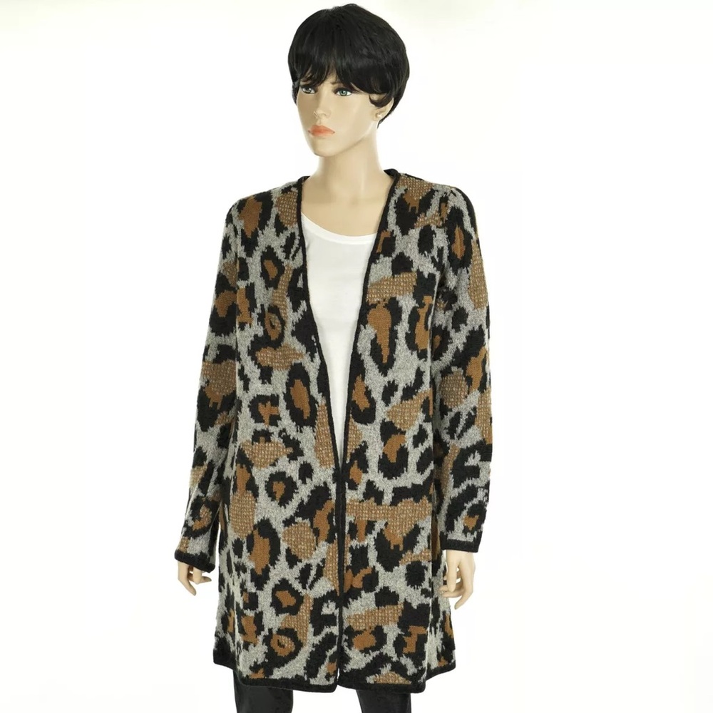 Apt. 9 Women's Open Front Black & Tan Leopard Pri… - image 3